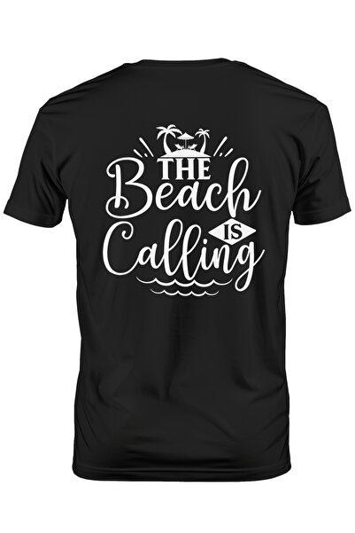 StoryGift Romania Tricou Barbati Cu Palmieri Si Mesajul "the Beach Is Calling...