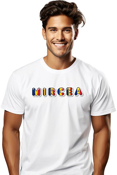 StoryGift Romania Tricou Barbati Cu Numele Mircea, Romania, Suporter, Steagul Romaniei, Patriot Cu Imprimeu Stg