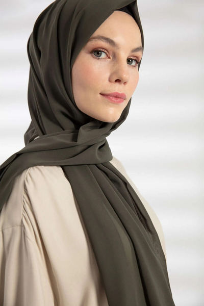Stella Eşarp Thick Chiffon Shawl Dark Khaki