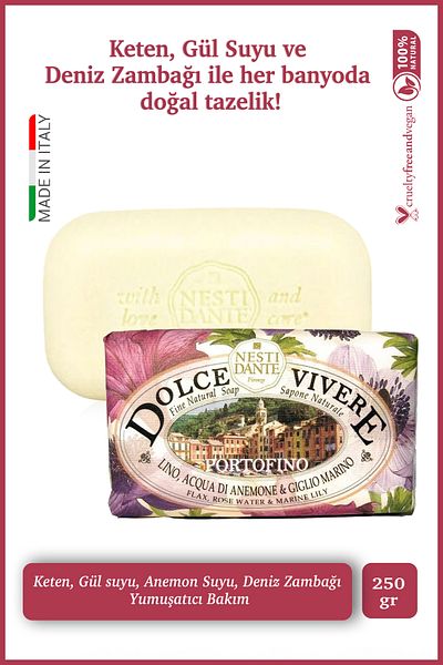 Nesti Dante Dolce Vivere Portofino Solid Soap 250 g |   Moisturizing and Softening |   Lily, Rose Water
