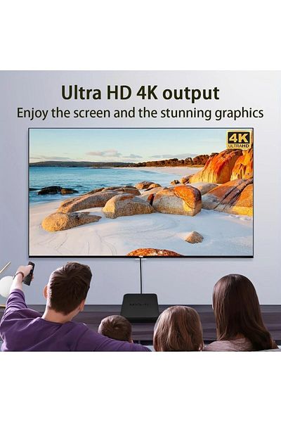 fulina Smart Android TV Set-Top Box, 4K HD, 2.4G/5.8GHZ, Dual-Band Wifi, Quad-Core Processor, Black