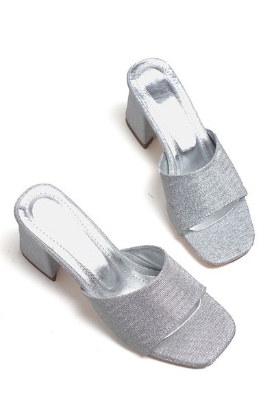 Ayakkabı Vakti Stoned and Simple Low Heeled Evening Dress Slippers 7 cm Heeled