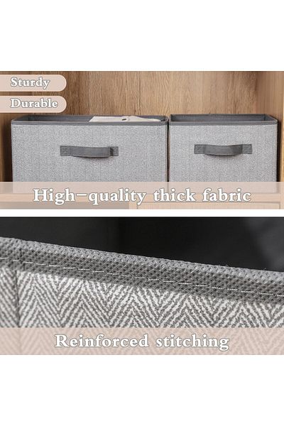 COOYA 4-piece foldable clothing storage box set, non-woven, with reinforced handles, stackable, gray