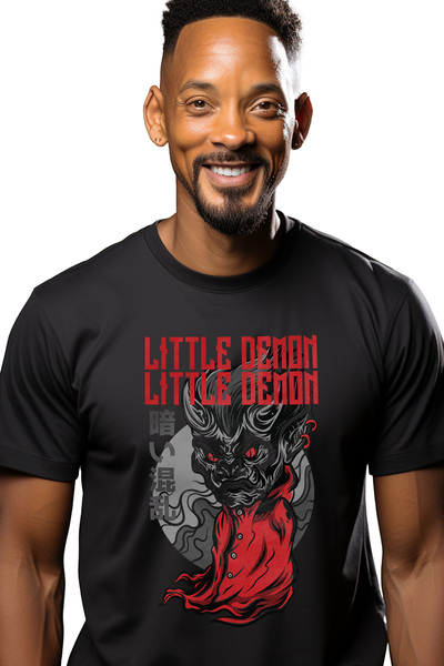 StoryGift Romania Tricou Barbati Cu Text Rosu Repetat In Engleza Little Demon...