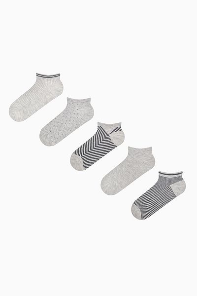 Penti Mixed Pattern Black Gray 5-Piece Booties Socks