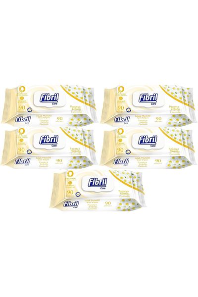 Fibril Wet Towel Wipes 90 Sheets Daisy with Plastic Cover (Set of 5) 450 Sheets