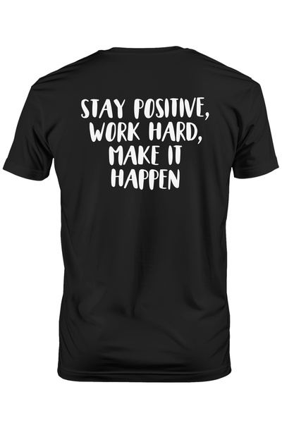 StoryGift Romania Tricou bărbătesc cu mesajul „rămâi pozitiv, muncește din gr...