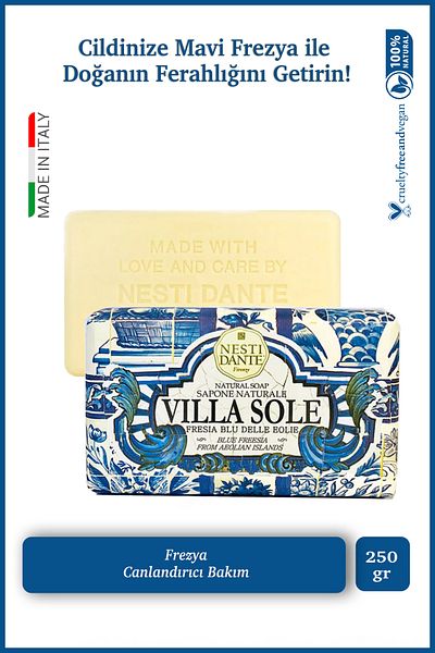 Nesti Dante Villa Sole Fresia Blu - 250g Blue Freesia Flower Pattern Revitalizing Soap