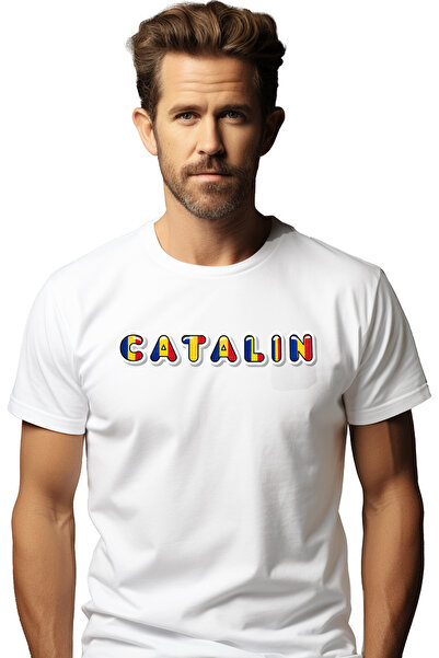 StoryGift Romania Tricou Barbati Cu Numele Catalin, Romania, Suporter, Steagu...