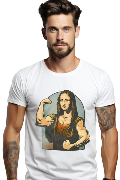 StoryGift Romania Personalized Men's T-Shirt Monalisa, Bodybuilder, Reinterpr...