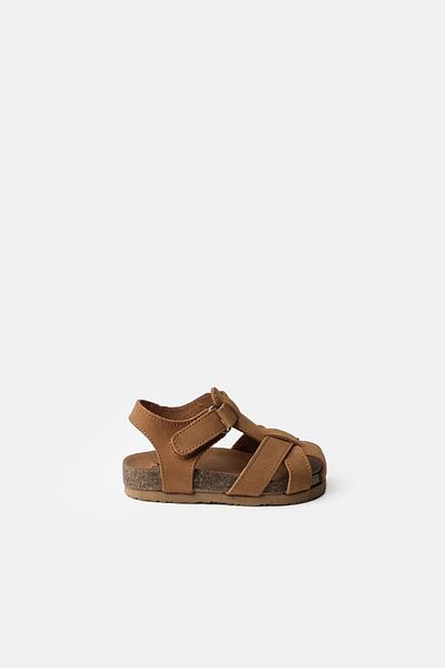Le Mabelle Brown Cage Girl's Leather Sandals