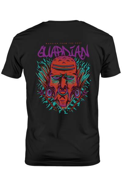 StoryGift Romania Tricou Barbati Cu Portret Barbat Suparat Cu Cercel In Nas, Sageti, Text Mov In Engleza Gua Stg