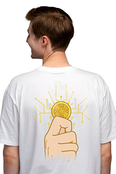 StoryGift Romania Tricou bărbătesc cu o mână care ține criptomoneda Bitcoin, ...