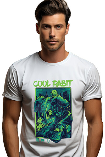 StoryGift Romania Tricou Barbati Cu Portret Iepure Cu Tigara In Mana, Univers...