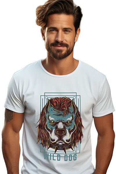 StoryGift Romania Tricou Barbati Cu Portret Caine Cu Par Roscat, Rasa Bulldog, Zgarda Cu Tinte, Text In Engl Stg