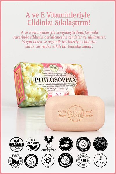 Nesti Dante Philosophia Prebiotic Solid Soap 250 Gr |   Nourishing and Moisturizing | White Clay, Oat Su