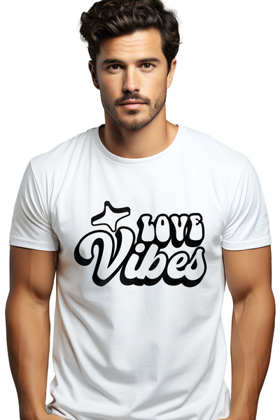 StoryGift Romania Tricou Barbati Cu Textul In Engleza "love Vibes" - Vibratii...