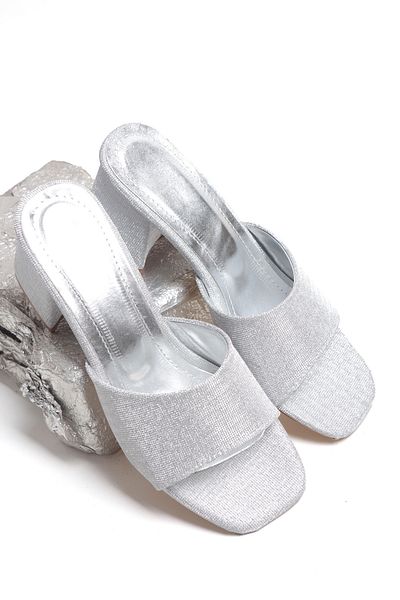 Ayakkabı Vakti Stoned and Simple Low Heeled Evening Dress Slippers 7 cm Heeled