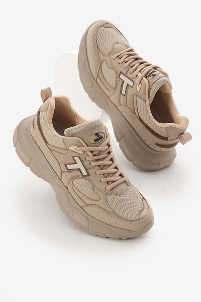 Tonny Black Αθλητικά παπούτσια Unisex Beige High Faylon με αναπνεύσιμο ύφασμα με κορδόνια