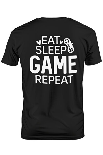 StoryGift Romania Tricou Barbati Cu Textul "eat Sleep, Game, Repeat" - Mananc...