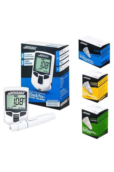 Novama Pachet dispozitiv 3 in 1Novama MultiCheck Pro +, teste colesterol, teste glicemie, teste acid uric