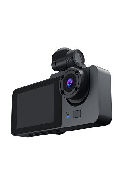 Velixo Cameră triplă pentru bord 1080p, unghi de 170°, ecran de 2”, vedere nocturnă, detectare mișcare, înregistrare în buclă, senzor G