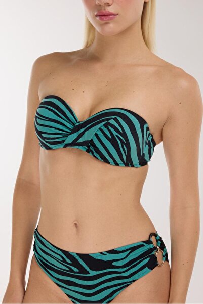 AYYILDIZ 4600 Black Green Strapless Bikini Set