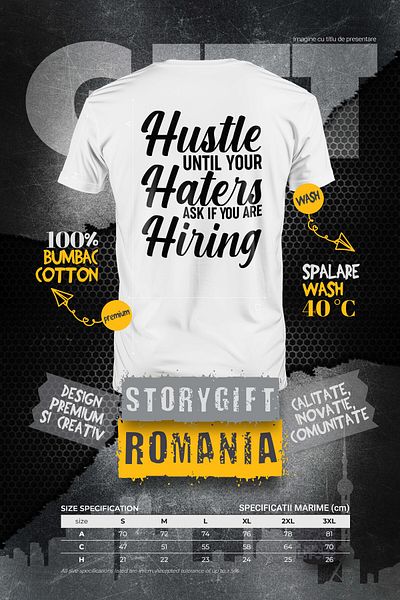 StoryGift Romania Tricou Barbati Cu Mesaj Care Te Indeamna Sa Muncesti Pana Cand Dusmanii Tai Te Intreaba Da Stg
