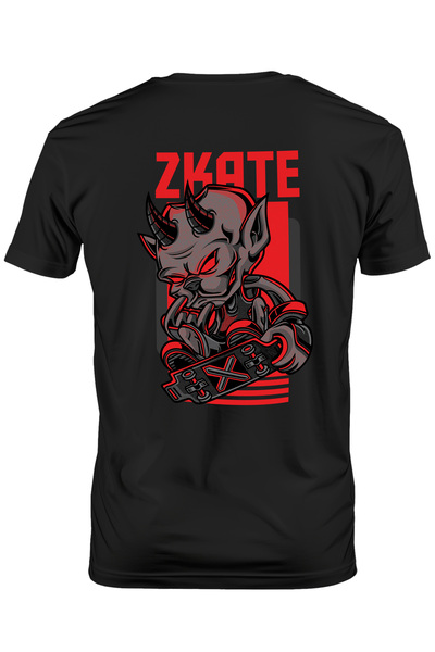 StoryGift Romania Tricou Barbati Cu Demon Rosu Pe Skateboard, Skate, Diavol, ...