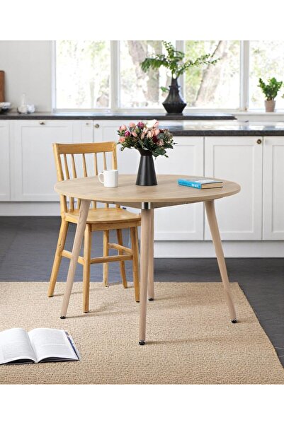 FLORADESİGN Mutfak Masası, Yuvarlak Mutfak Masası / 100cm / Meşe
