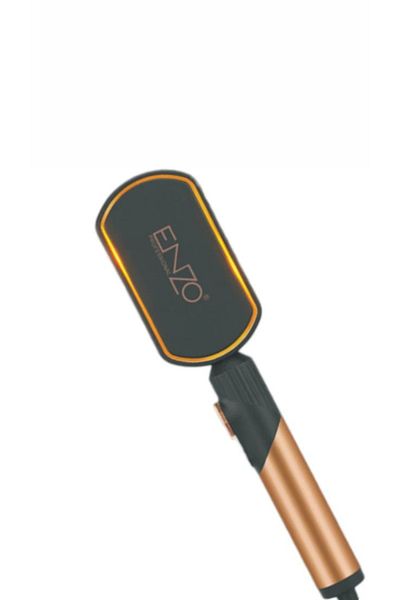 ENZO PrecisionWare ENZO EN-4002 Gold Hair Straightener Brush – 3-in-1 Styler, Dryer & Volumizer