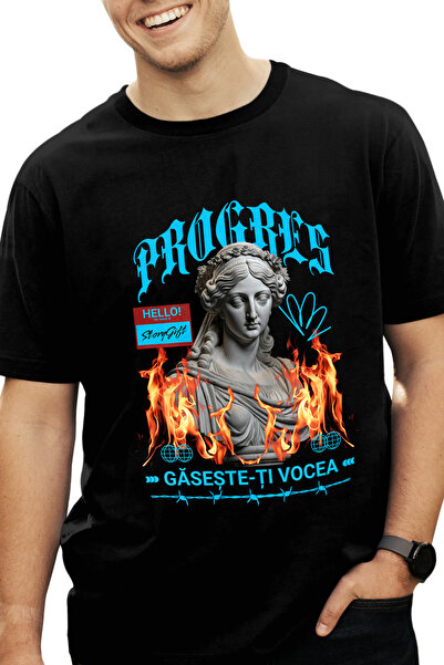 StoryGift Romania Tricou Barbati Progres - Gaseste-ti Vocea Cu Imprimeu Pe Fa...