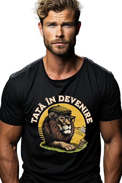 StoryGift Romania Tricou Barbati Tata În Devenire, Manual, Leu, Familie, Iubi...