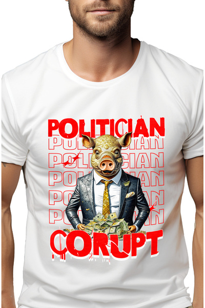 StoryGift Romania Tricou Barbati Porc In Costum Si Teanc De Bani Text Politic...