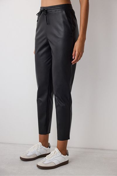 Penti Black High Waist Pocket Leather Trousers