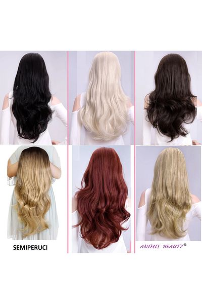 animis beauty Light Blonde braided half wig, synthetic fiber with natural look, long wavy hair, 60 cm