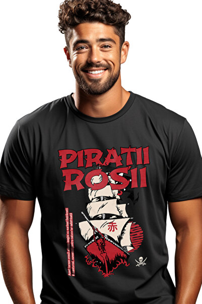 StoryGift Romania Tricou Barbati Pirații Roșii Corabie Pe Mare Basme Desne Cu...