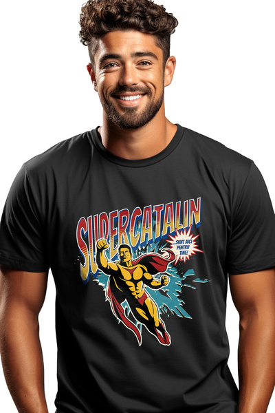 StoryGift Romania Tricou Barbati Super Catalin, Supererou Sunt Aici Pentru Ti...