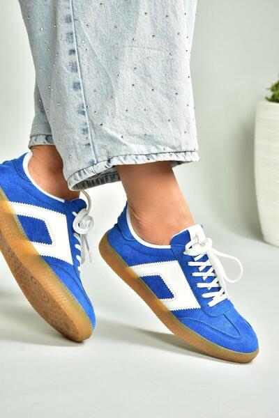 Fox Shoes U652857302 Saks Mavi Süet Kadın Spor Ayakkabı Sneakers