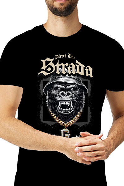 StoryGift Romania Tricou Barbati Gorila Direct Din Strada Cu Lant De Aur Cu I...