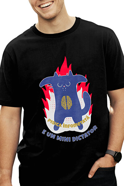 StoryGift Romania Tricou Barbati Pisica In Flacari Infometata E Un Mic Dictat...