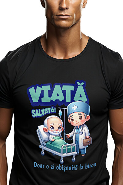 StoryGift Romania Tricou Barbati Barbat Doctor Cu Batran Pacient Text Viata S...