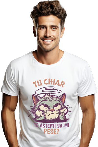 StoryGift Romania Tricou Barbati Pisica Plictisita Si Nepasatoare Text Tu Chi...