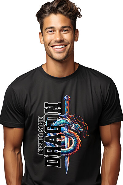 StoryGift Romania Tricou Barbati Sabie Mituri Mistice Legenda Sabiei Dragon C...