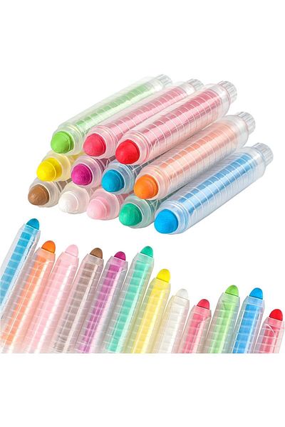 fulina 24pcs colorful dust-free chalk set,durable and adjustable,non-toxic,suitable for drawing and writing