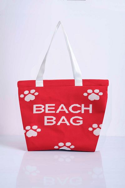 Sebir Moda Paw Patterned Knitwear Beach Bag