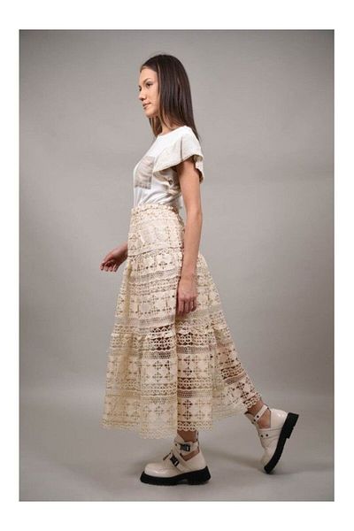 Y TWO WOMEN Fusta Lunga Macrame Semplicita Bej Talie Unica