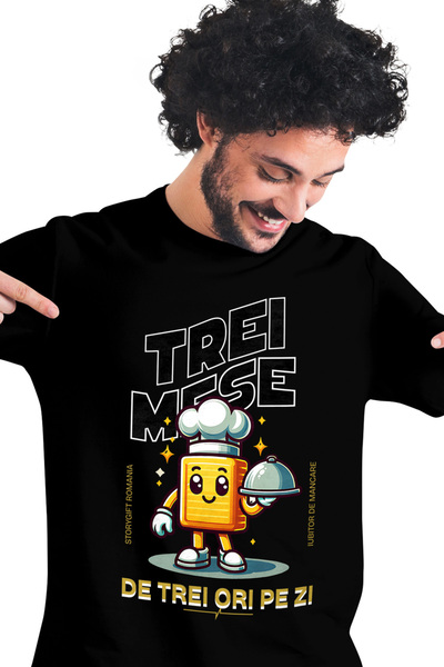 StoryGift Romania Tricou Barbati Bucatar Cheff Trei Mese De Trei Ori Pe Zi Cu...