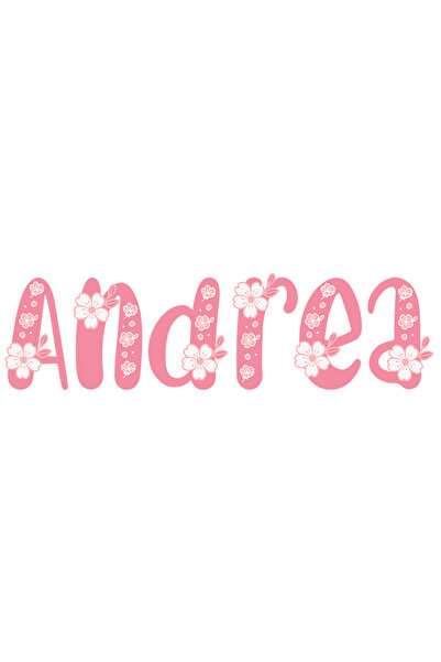 StoryGift Romania Sticker Adeziv 90CM Cu Numele Andrea, Flori, Colorat, Roz, ...