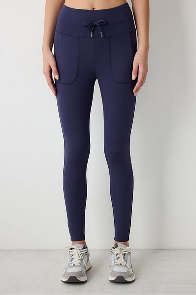 Penti Marineblaue, bequeme, knöchellange Leggings mit hoher Taille und Taschendetail